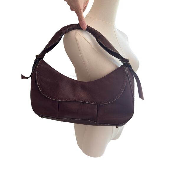 BCBG Brown Leather Shoulder Bag - Picture 3 of 10